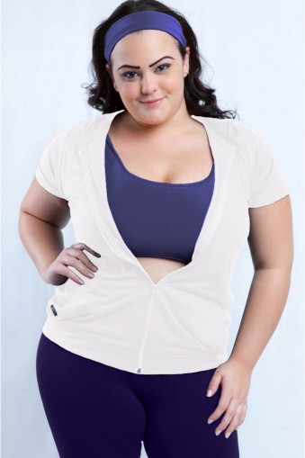 Jaqueta poliamida com UV 25 plus size-Branco