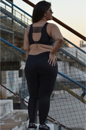 Legging longa brilho Plus size-Preto