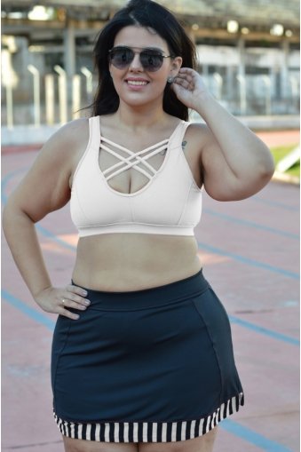 Top academia plus size tirinhas-Branco