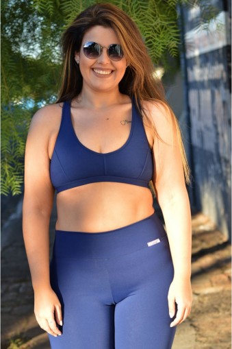 Top nadador poliamida plus size-Marinho