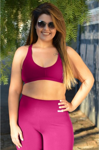 Top nadador poliamida plus size-Pink