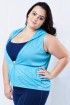 Jaqueta tela com capuz plus size-Azul